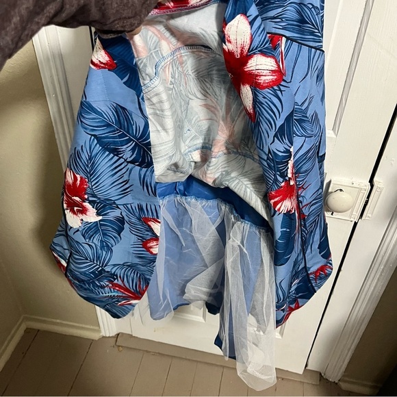 City Chic Plus Size Love Hawaii Piped Tropical Print Dress Blue Large US 20 W2 - Picture 5 of 8